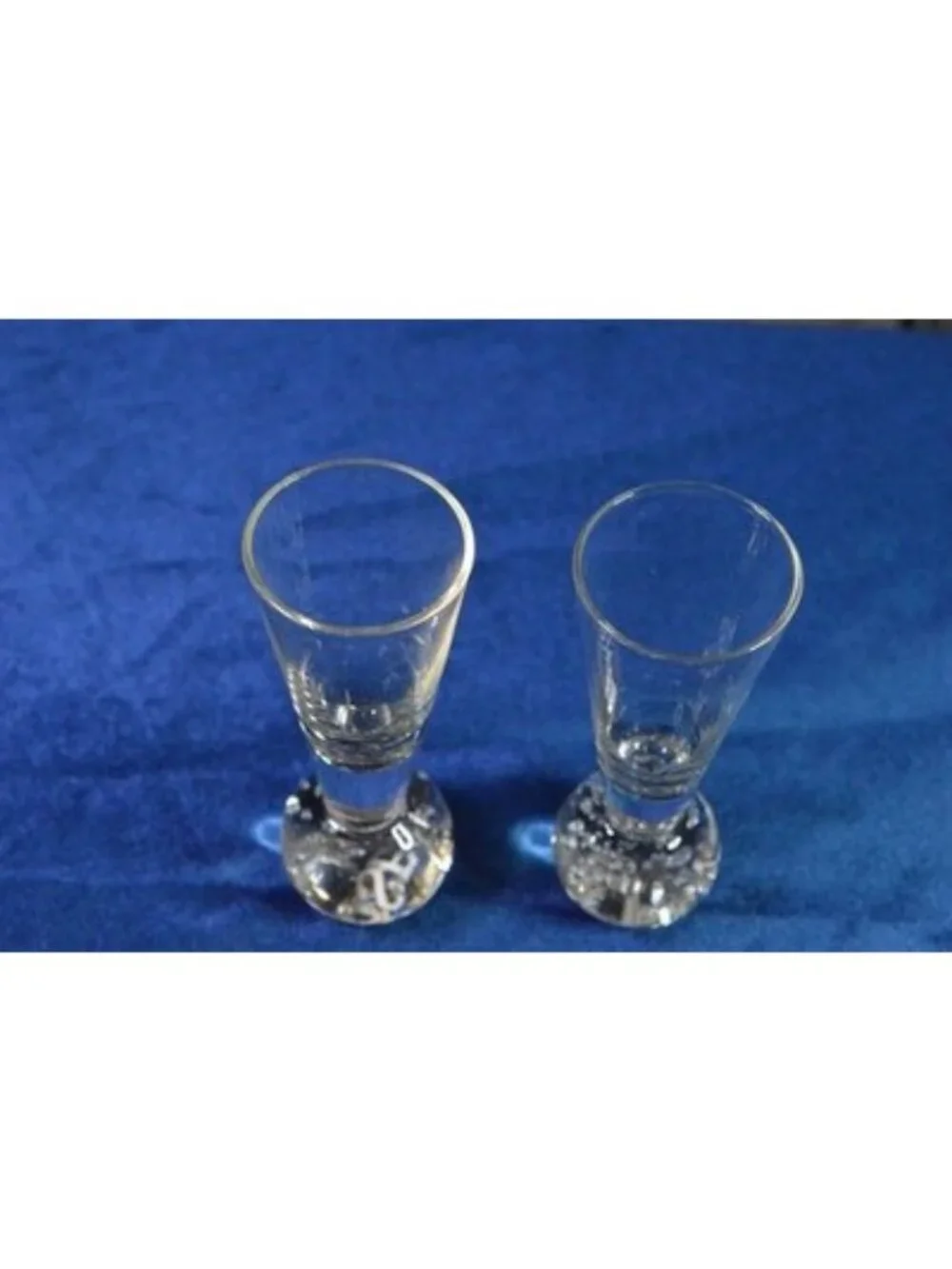 Vintage MCM Clear Glass Cordial Glasses Bubble Base Trumpet Flute Set of 2 Art
